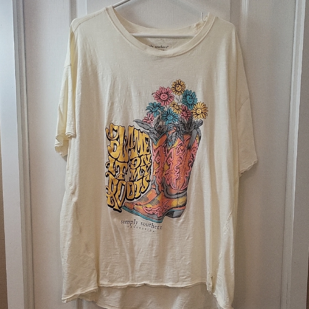 Simply Southern Cream Tee with Colorful Boots and Flowers